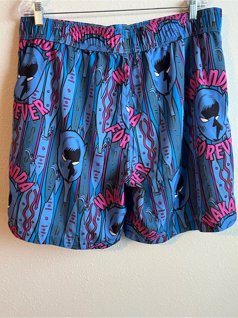 Marvel Black Panther Wakanda Forever Men's Blue Graphic Swim Shorts